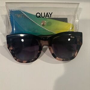 Quay Australia After Hours Luxe Womens Oversized Sunglasses Polarized Pink Tort